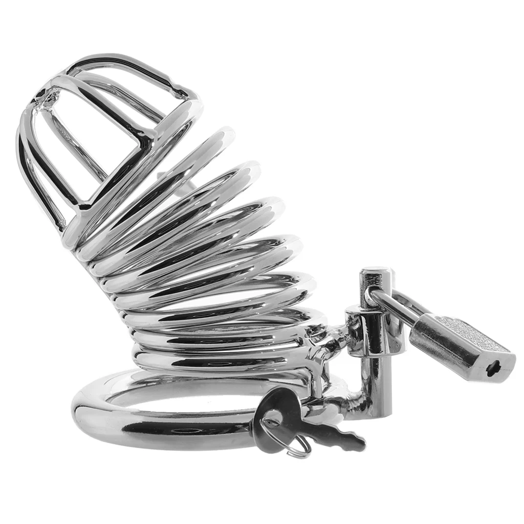 Blue Line Deluxe Steel Chastity Cage in Silver - Image 3